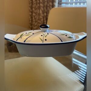 Butter Dish Cook Street Blueberry  Floral Vine 2 Pieces